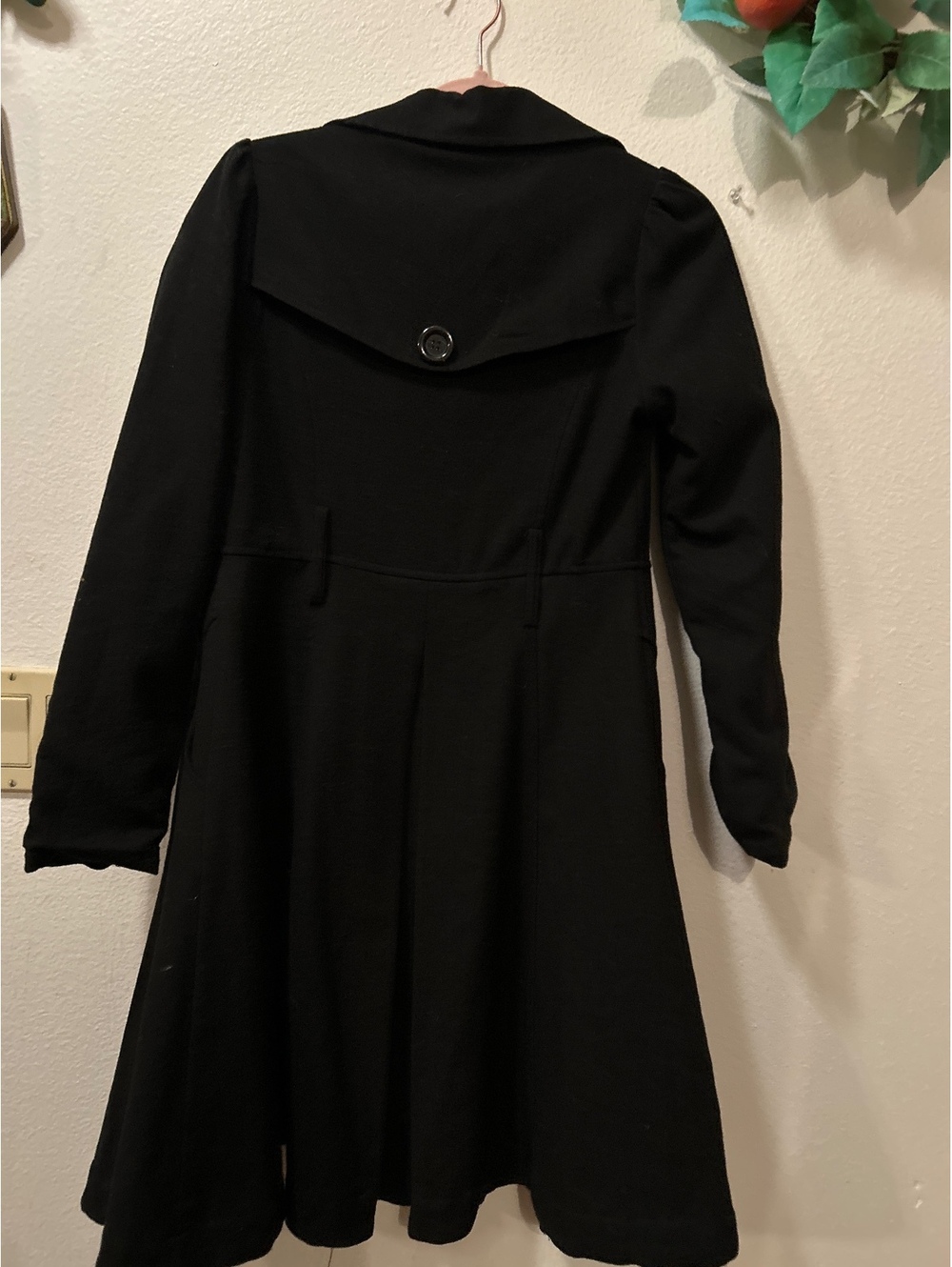 Forever Black Wool Blend Long Coat Size Small - Picture 5 of 7